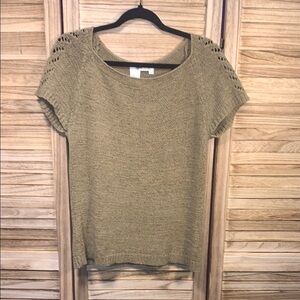 Coldwater Creek Olive Knit Short Sleeve Sweater Top Size M